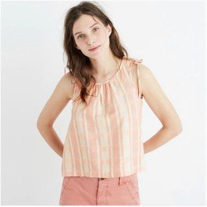 Madewell Pink Cream Plaid Crop Sleeveless Top